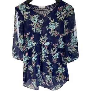 FREE BIRD hi-Lo sheer babydoll blouse size S/